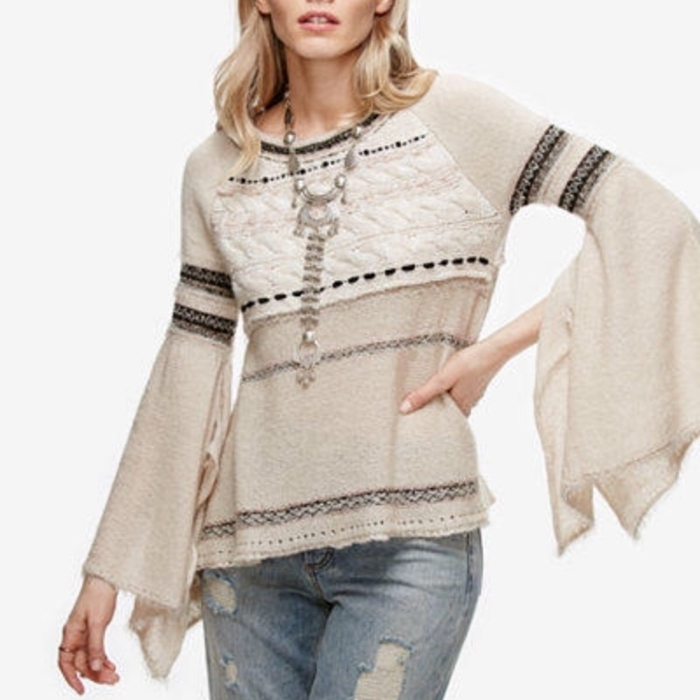Free People Mohair Wool Blend Cable Sweater S